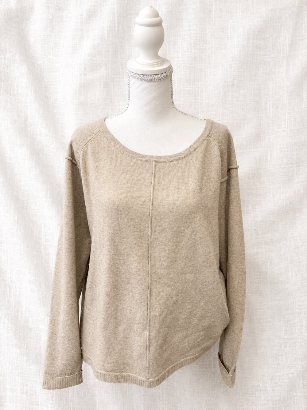 French Connection Taupe Scoop Neck Pullover Sweatshirt